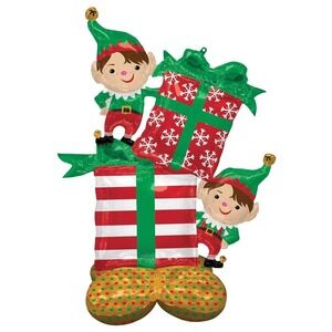 Anagram AirLoonz Christmas Elf Presents Balloon 53" Holiday Party Decoration NWT